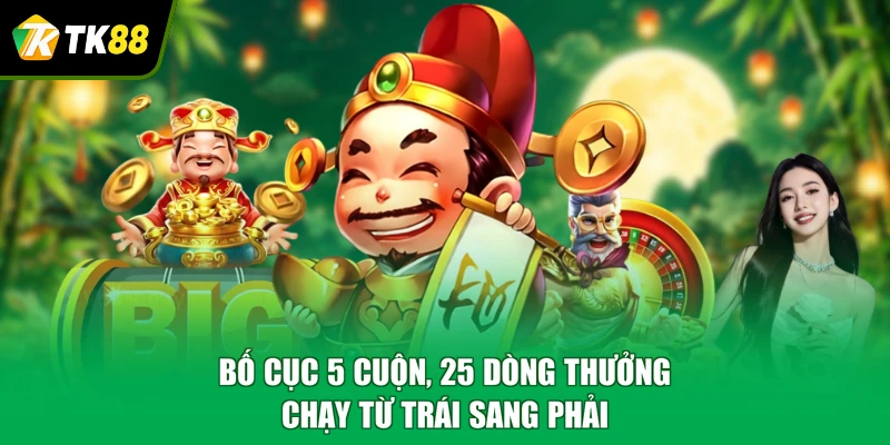 Bố cục 5 cuộn, 25 dòng thưởng chạy từ trái sang phải