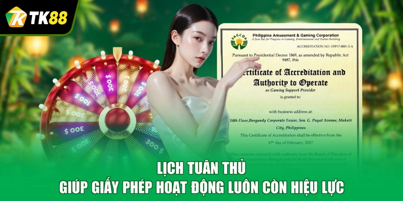 Lịch tuân thủ giúp giấy phép hoạt động luôn còn hiệu lực